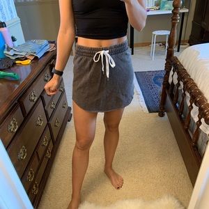 Grey Sweatshirt Material Mini Skirt